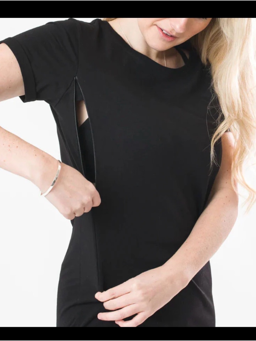 Giftifymama Nursing-Friendly Black TShirt Dress